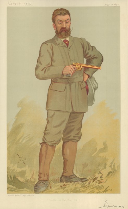 Mr Walter Winans, The record revolver shot, 17 augusti 1893, Vanity Fair cartoon av English School