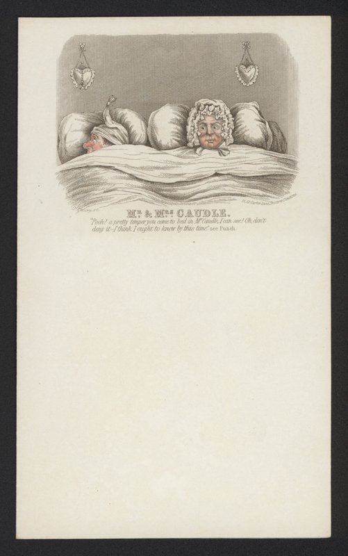Mr and Mrs Caudle (färgad gravyr) av English School
