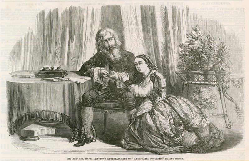 Herr och fru Henri Draytons underhållning av Illustrated Proverbs, Regent Street, London av English School
