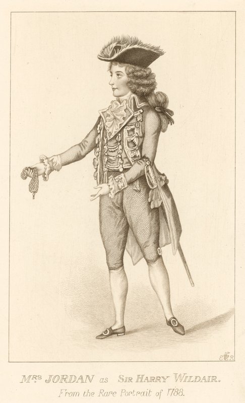 Mrs Jordan som Sir Harry Wildair från det sällsynta porträttet från 1788 av English School