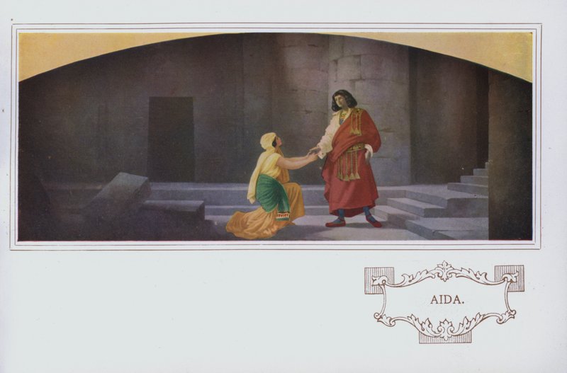 Muralmålningar i Peter Robinsons restaurang: Aida (färglitografi) av English School