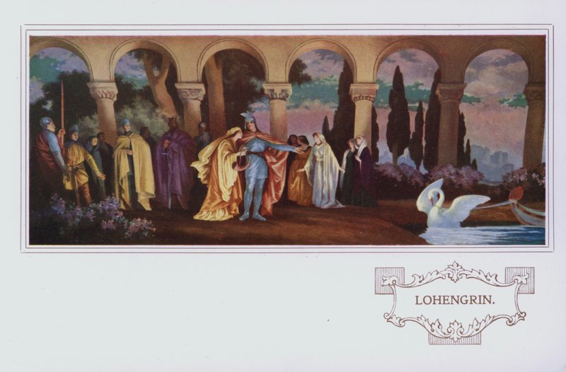 Väggmålningar i Peter Robinson restaurang: Lohengrin (färg litho) av English School