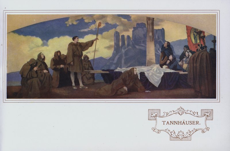 Muralmålningar i Peter Robinsons restaurang: Tannhauser (färglitografi) av English School