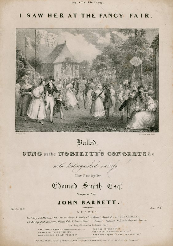 Notblad: Jag såg henne på den tjusiga mässan av Edmund Smith, komponerad av John Barnett av English School