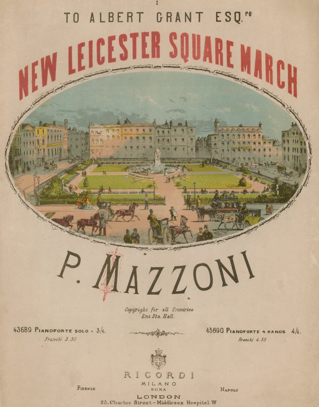 Musikmusik till New Leicester Square March av P Mazzoni av English School