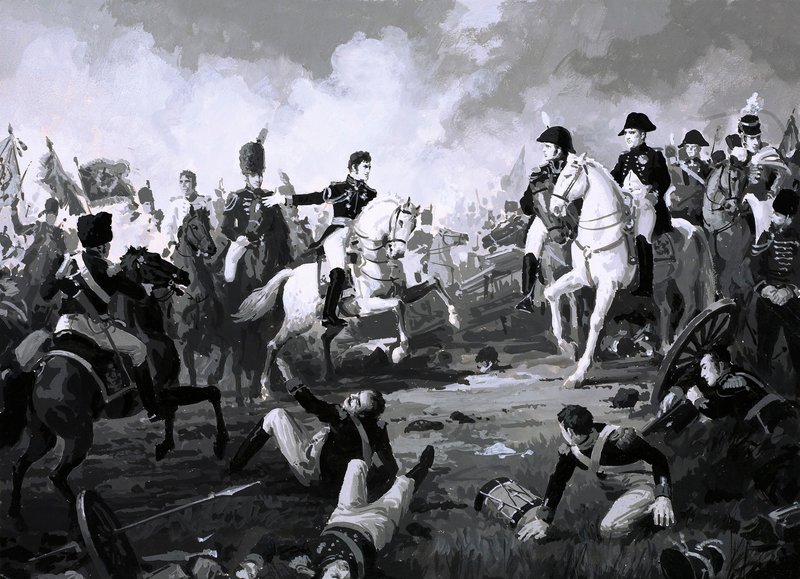 Napoleon triumferar i slaget vid Austerlitz (gouache på papper) av English School