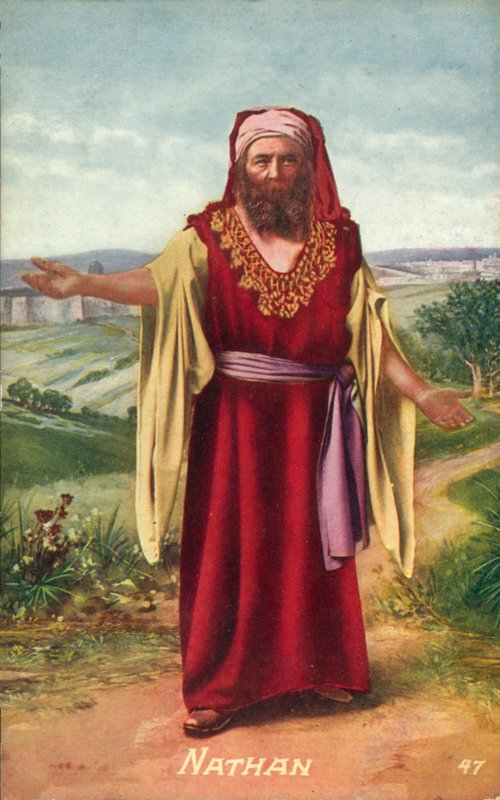 Nathan, profet i Gamla testamentet (färglitografi) av English School
