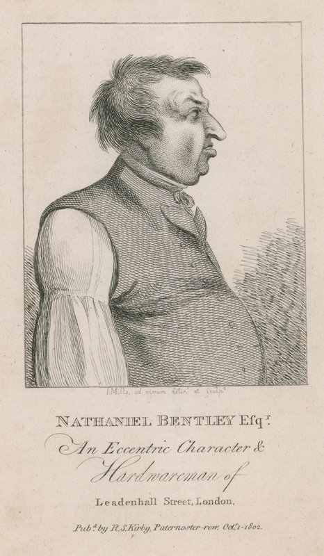 Nathaniel Bentley Esq, en excentrisk karaktär och järnman på Leadenhall Street, London av English School
