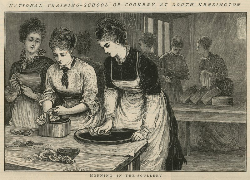 National Training School of Cookery i South Kensington: Morgon i grytan av English School