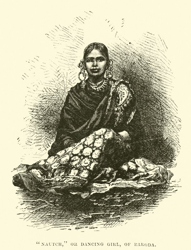 Nautch, eller Dancing Girl, från Baroda av English School
