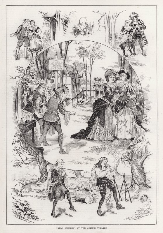 "Nell Gwynne" på Avenue Theatre (gravyr) av English School