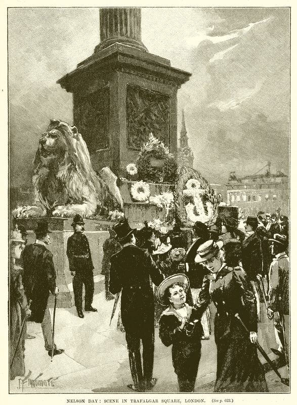 Nelson Day: Scen på Trafalgar Square, London av English School