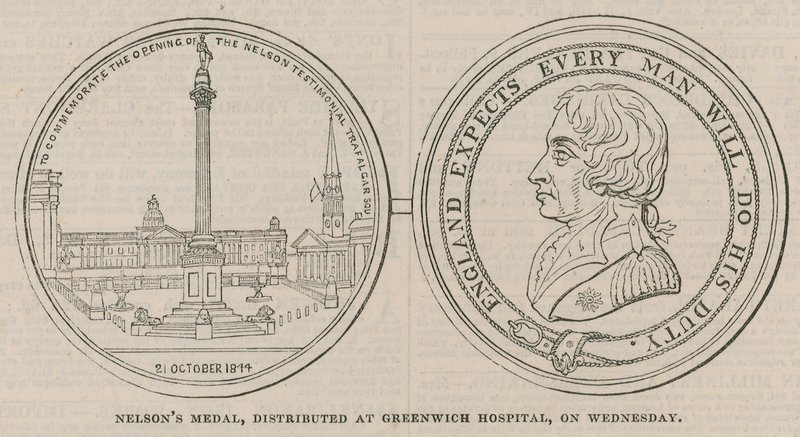 Nelsons medalj, utdelad på Greenwich Hospital av English School