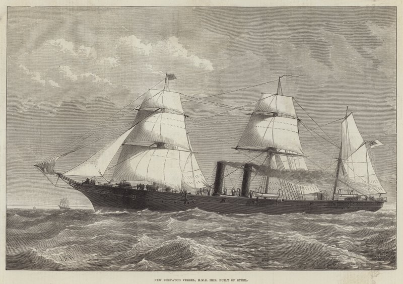 Nytt sändningsfartyg, HMS Iris, byggt av stål av English School