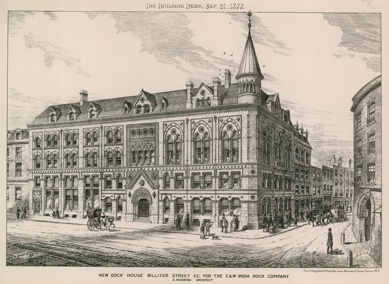 New Dock House Billiter Street, London EC, för East and West India Dock Company av English School