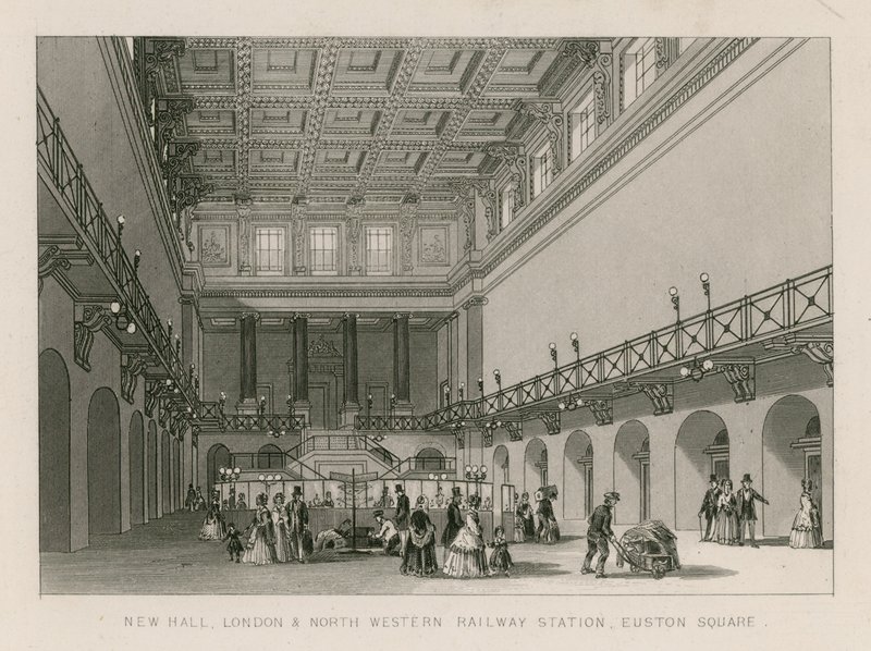New Hall, London och North Western Railway Station, Euston Square, London av English School