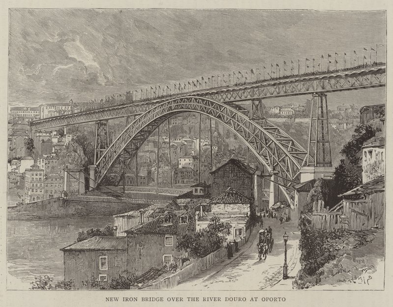 Nya järnbron över floden Douro i Porto av English School