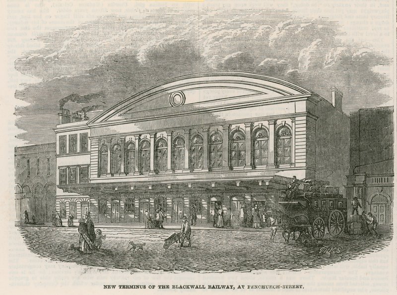 Ny ändstation för Blackwall Railway på Fenchurch Street, London av English School