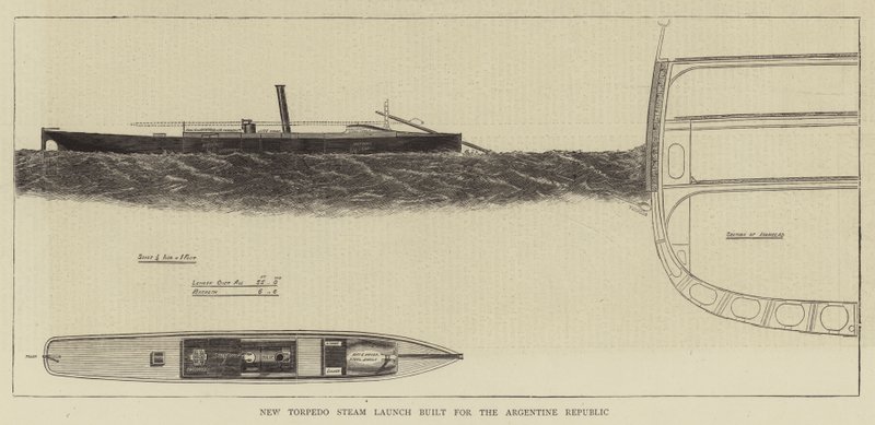 Ny Torpedo Steam Launch byggd för den argentinska republiken (gravyr) av English School
