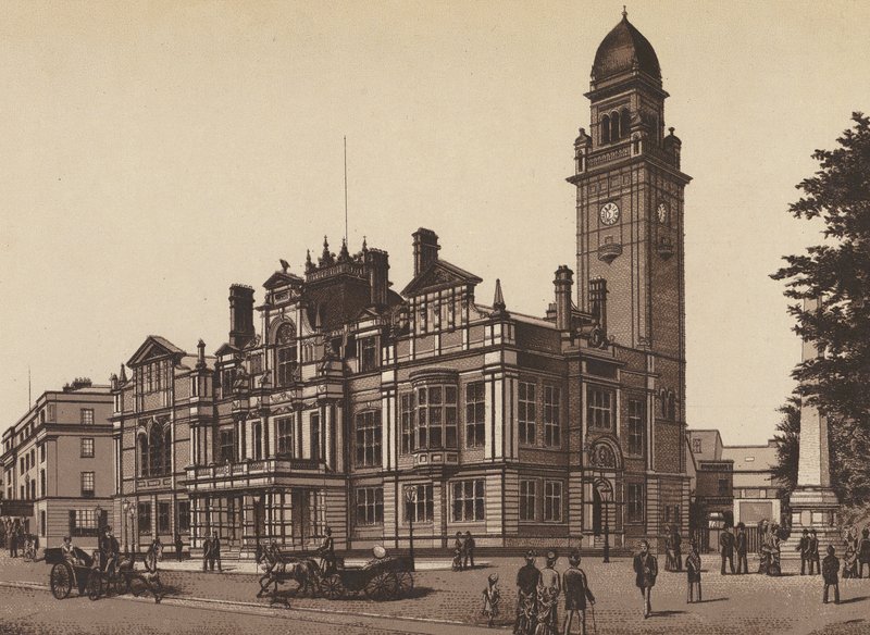 Nya stadshuset, Leamington (litografi) av English School