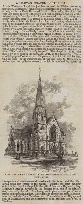 New Wesleyan Chapel, Mornington-Road, Southport, Lancashire (gravyr) av English School