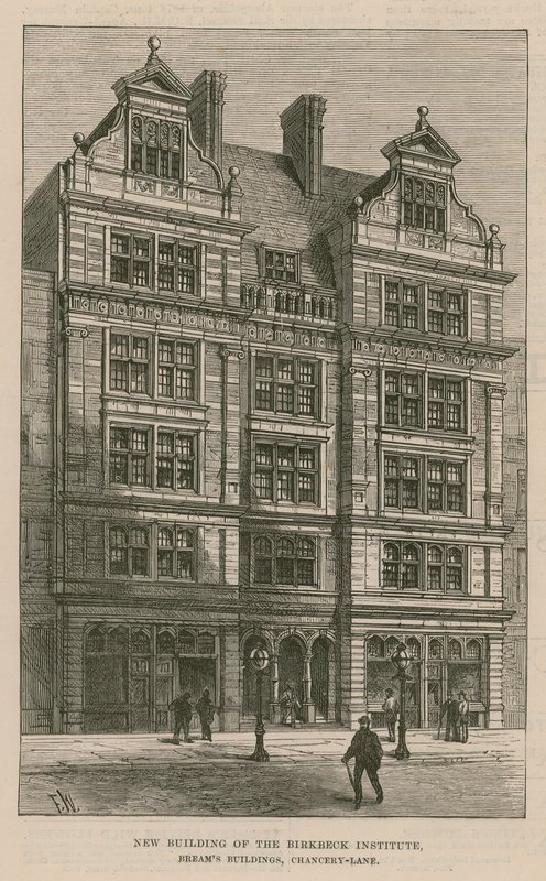 Ny byggnad av Birkbeck Institute, Breams Buildings, Chancery Lane, London av English School