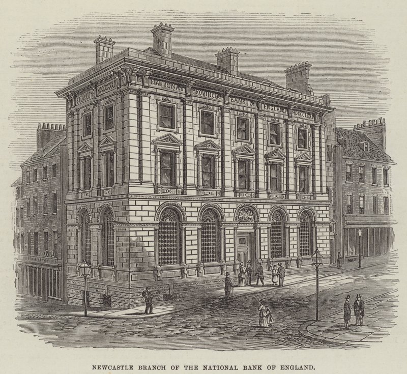 Newcastle Branch av National Bank of England (gravyr) av English School