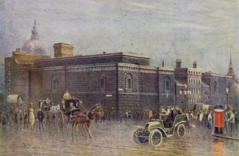 Newgate Prison, innan dess rivning (s/v foto) av English School