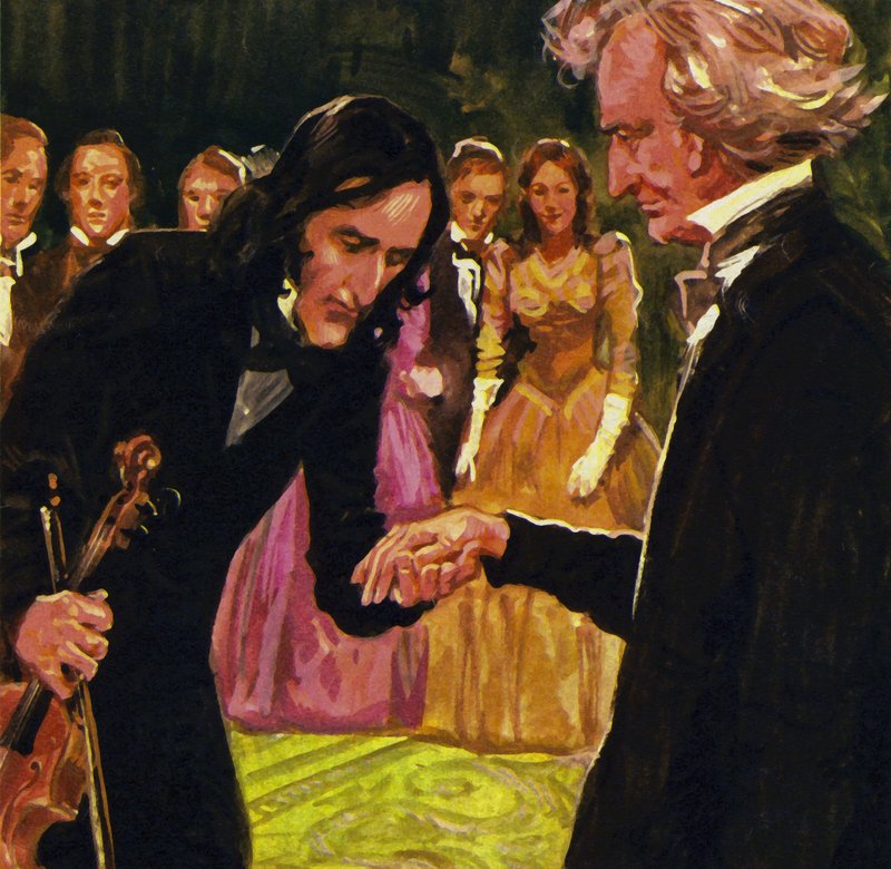 Nicolo Paganini kysste ödmjukt hans hand efter att ha spelat Berliozs Harold i Italien av English School