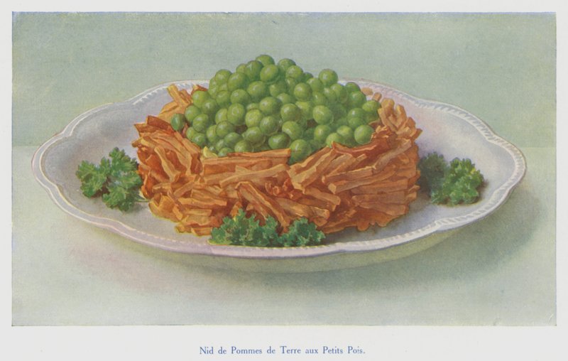 Potatis med ärtor (färglitografi) av English School