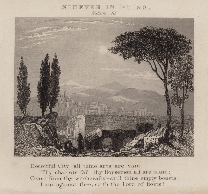 Nineve i ruiner, Nahum III (gravyr) av English School
