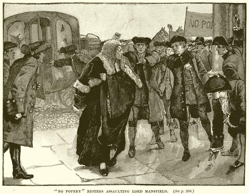 Inga Popery Rioters attackerar Lord Mansfield av English School