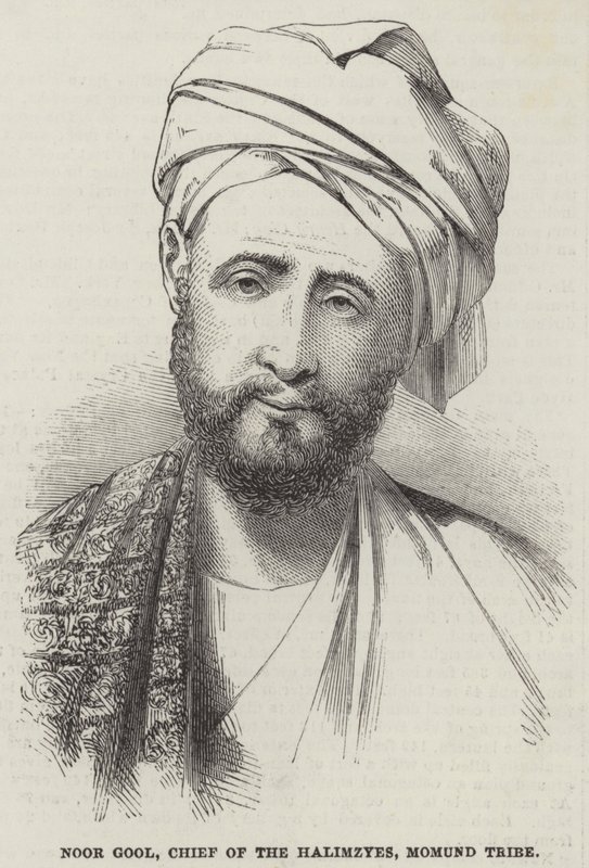 Noor Gool, Chief of the Halimzyes, Momund Tribe (gravyr) av English School