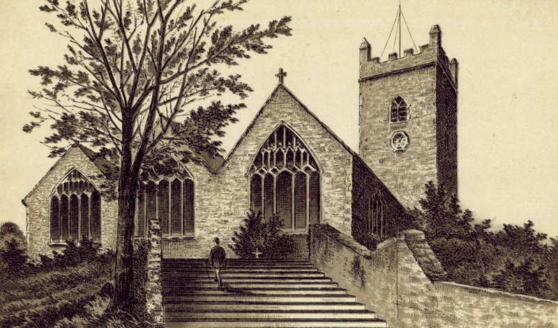 North Devon: Ilfracombe Parish Church, Holy Trinity (litografi) av English School
