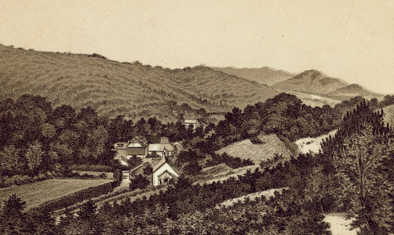 North Devon: Lee Church and Valley (litografi) av English School