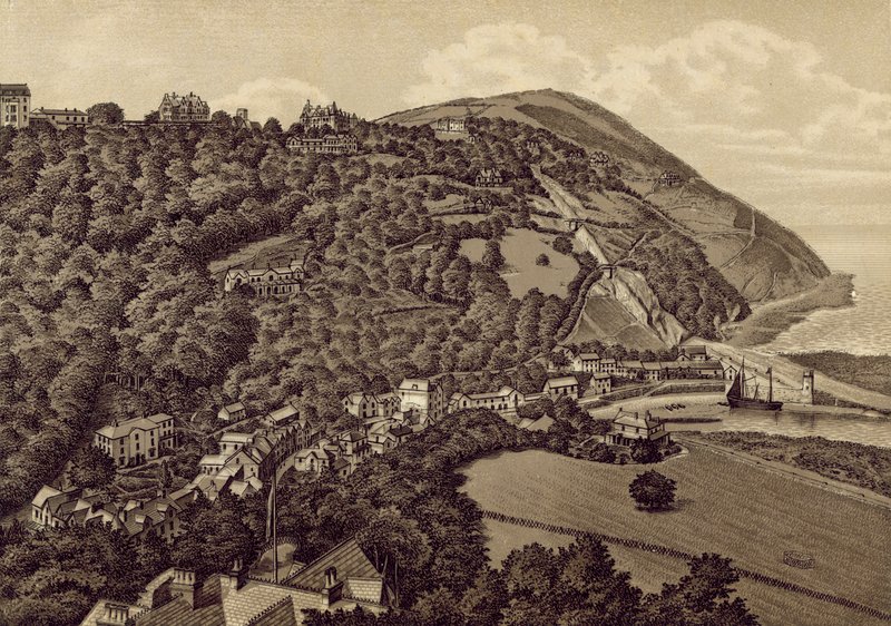 Norra Devon: Lynton och Lynmouth (litografi) av English School
