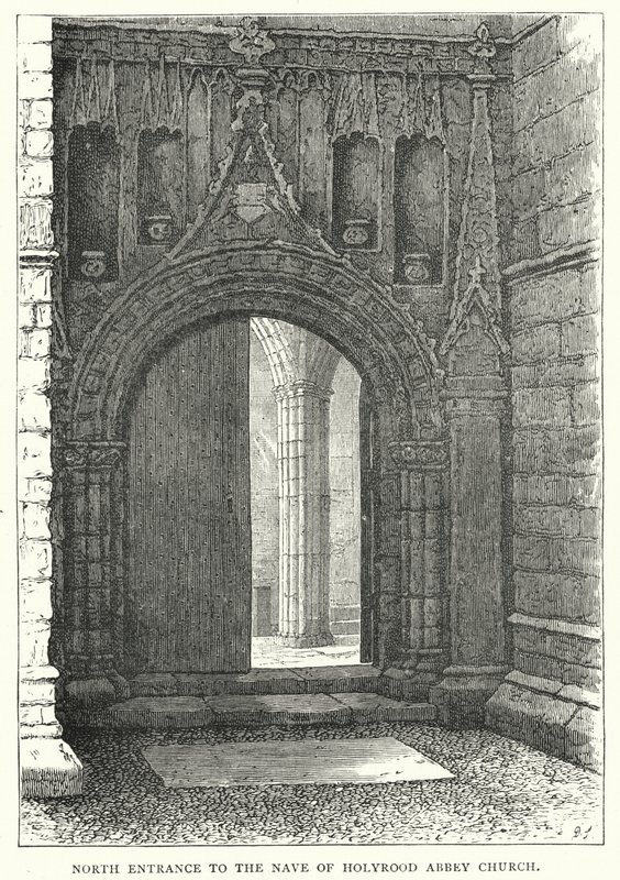 Norra ingången till Nave of Holyrood Abbey Church (gravyr) av English School