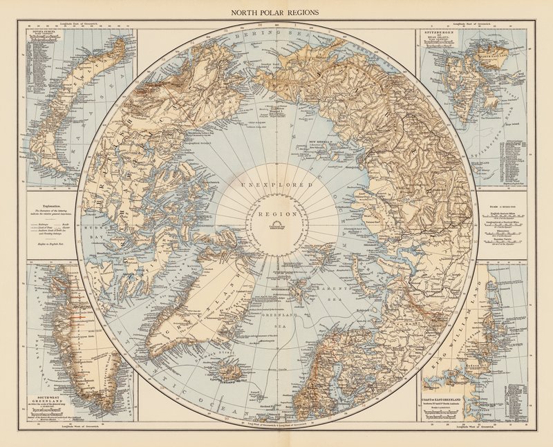Norra polartrakterna (färglitografi) av English School