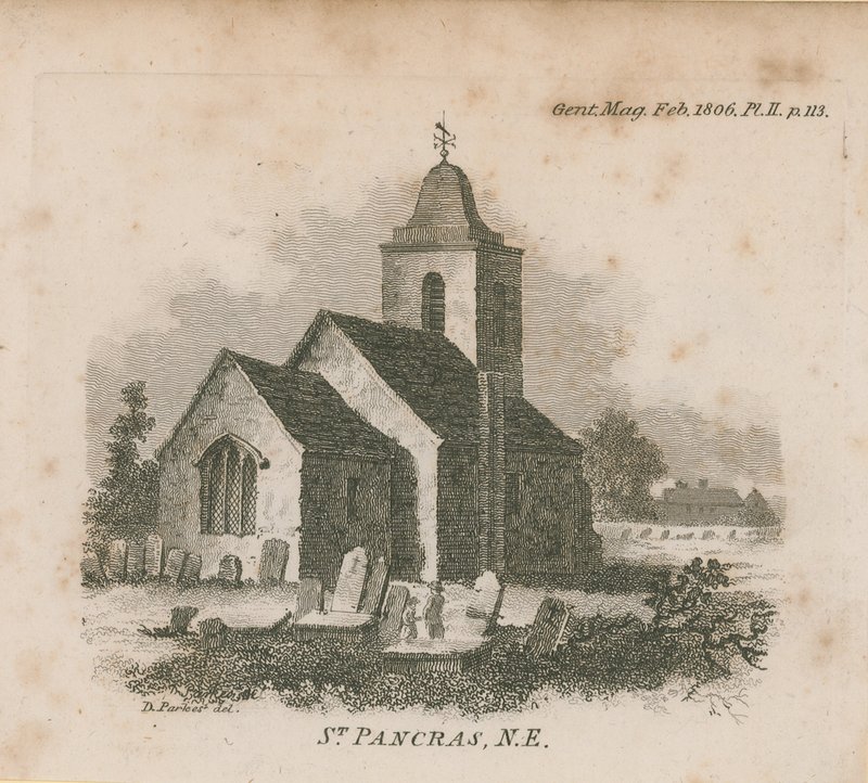 Nordostvy över kyrkan St Pancras av English School