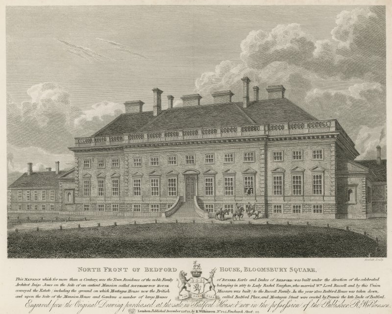 Norra framsidan av Bedford House, Bloomsbury Square, London av English School