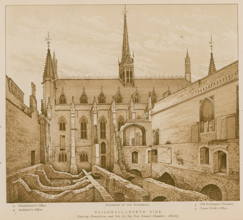 Norra sidan av Guildhall, London av English School