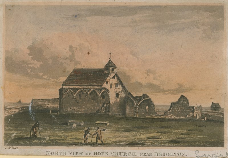 Norr utsikt över Hove kyrka av English School
