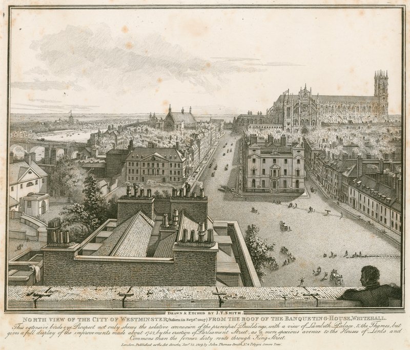North view of Westminster från taket på Banketthuset, Whitehall av English School