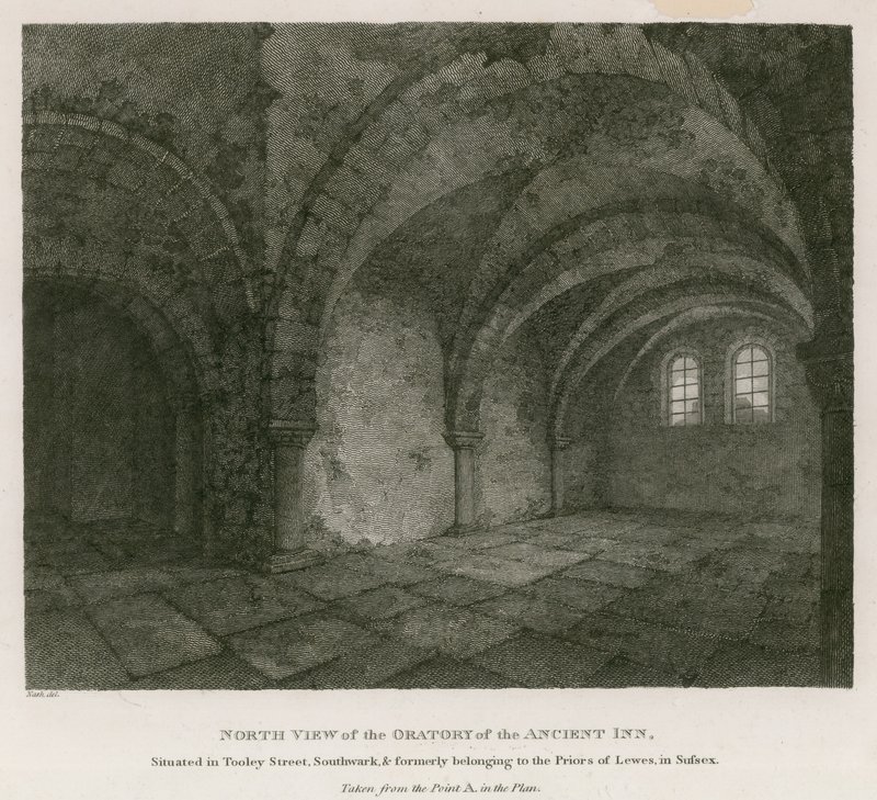 Norrvy av Oratory of the Ancient Inn som ligger i Tooley Street, Southwark av English School