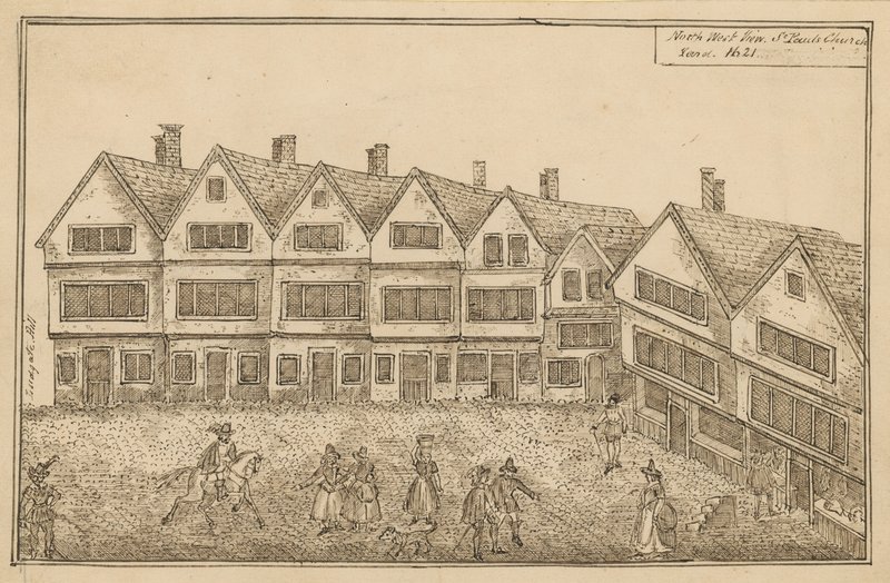 Nordväst med utsikt över St Pauls Churchyard (bläck på papper) av English School