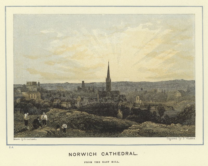 Norwich Cathedral, från East Hill av English School