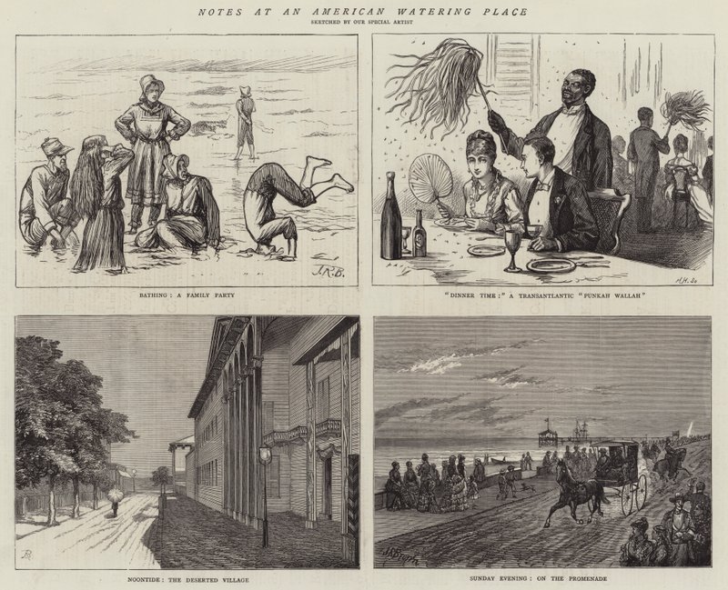 Anteckningar vid ett amerikanskt vattenställe (gravyr) av English School