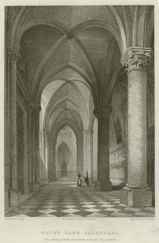 Notre Dame-katedralen, den ambulerande södra sidan av kören (gravyr) av English School