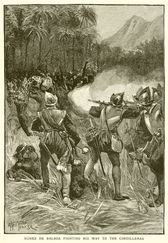 Nunez de Balboa kämpar sig till Cordilleras av English School