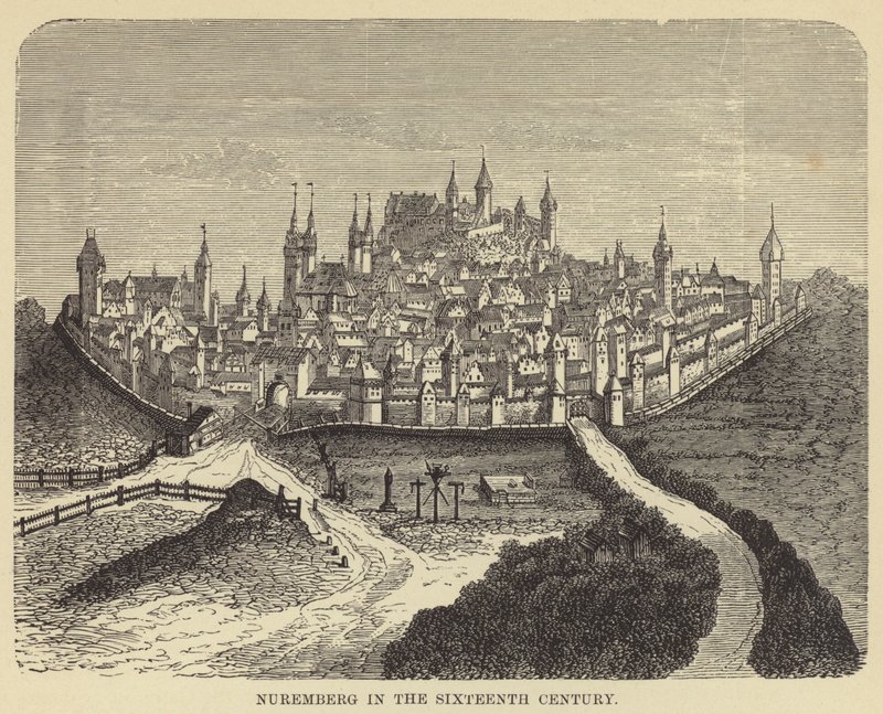 Nürnberg på 1500-talet (gravyr) av English School